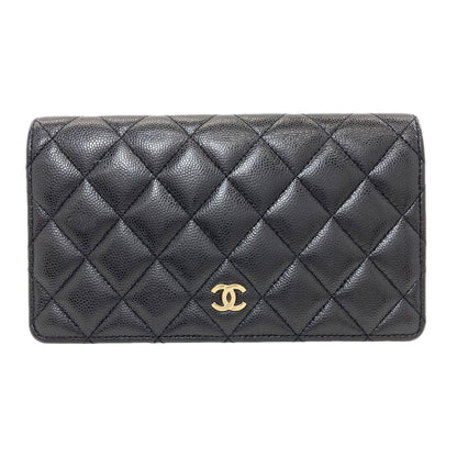 CHANEL COCO Mark Matelasse GoldHardware Long wallet (with coin pocket) Grained Calfskin Skin Ladies [Used]