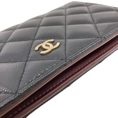 CHANEL COCO Mark Matelasse GoldHardware Long wallet (with coin pocket) Grained Calfskin Skin Ladies [Used]