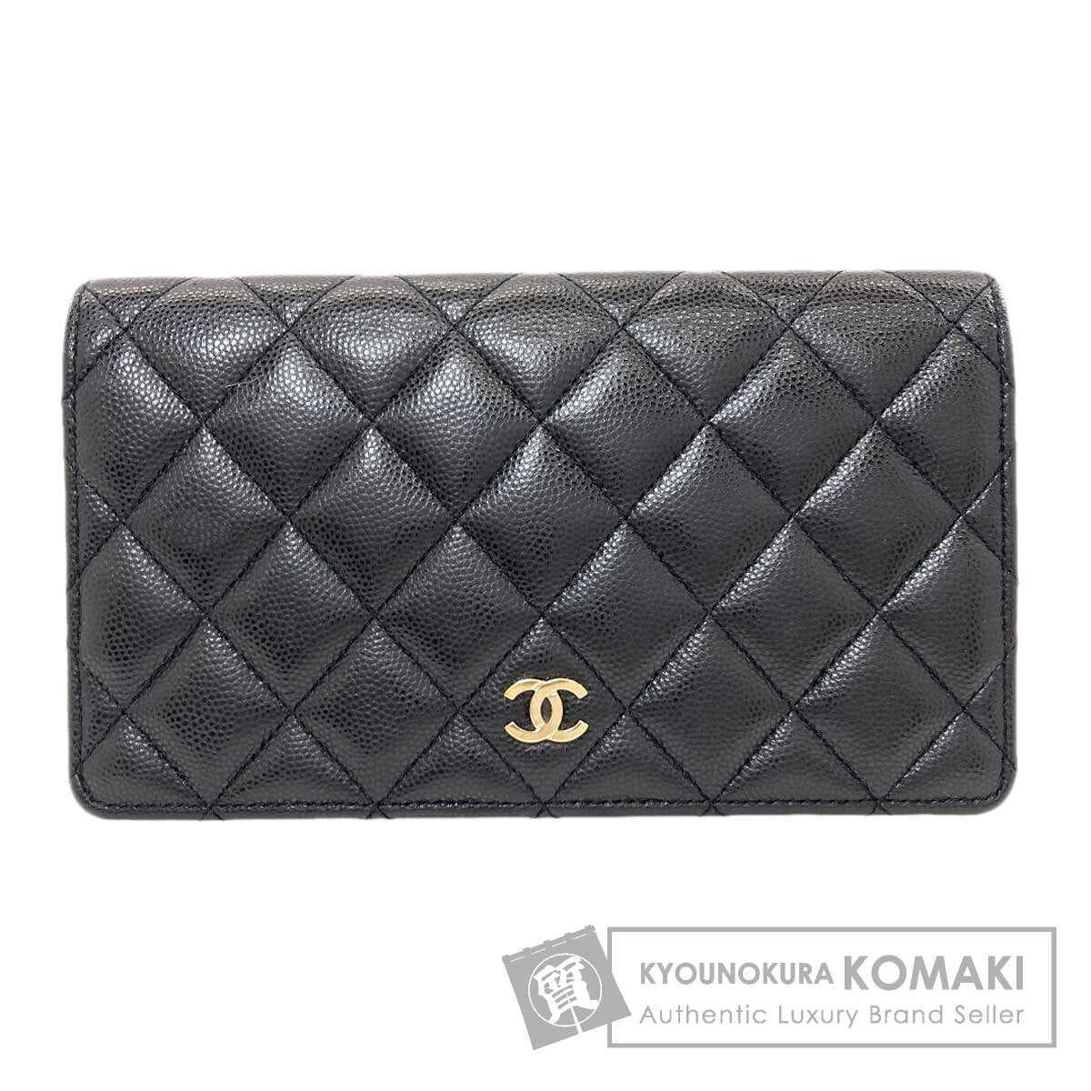 CHANEL COCO Mark Matelasse GoldHardware Long wallet (with coin pocket) Grained Calfskin Skin Ladies [Used]