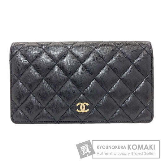 CHANEL COCO Mark Matelasse GoldHardware Long wallet (with coin pocket) Grained Calfskin Skin Ladies [Used]