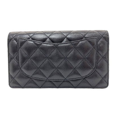 CHANEL COCO Mark Matelasse GoldHardware Long wallet (with coin pocket) Grained Calfskin Skin Ladies [Used]