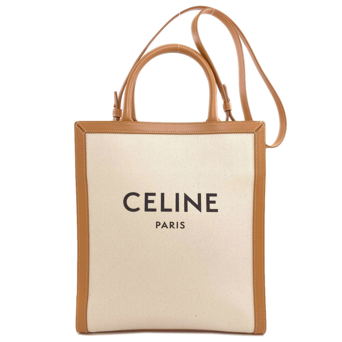 CELINE Vertical Cabas 2WAY Handbag Canvas CalfLadies [Used]