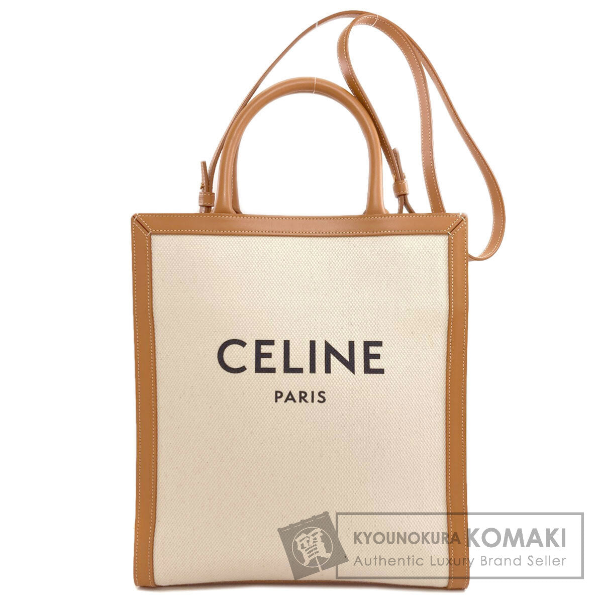 CELINE Vertical Cabas 2WAY Handbag Canvas CalfLadies [Used]