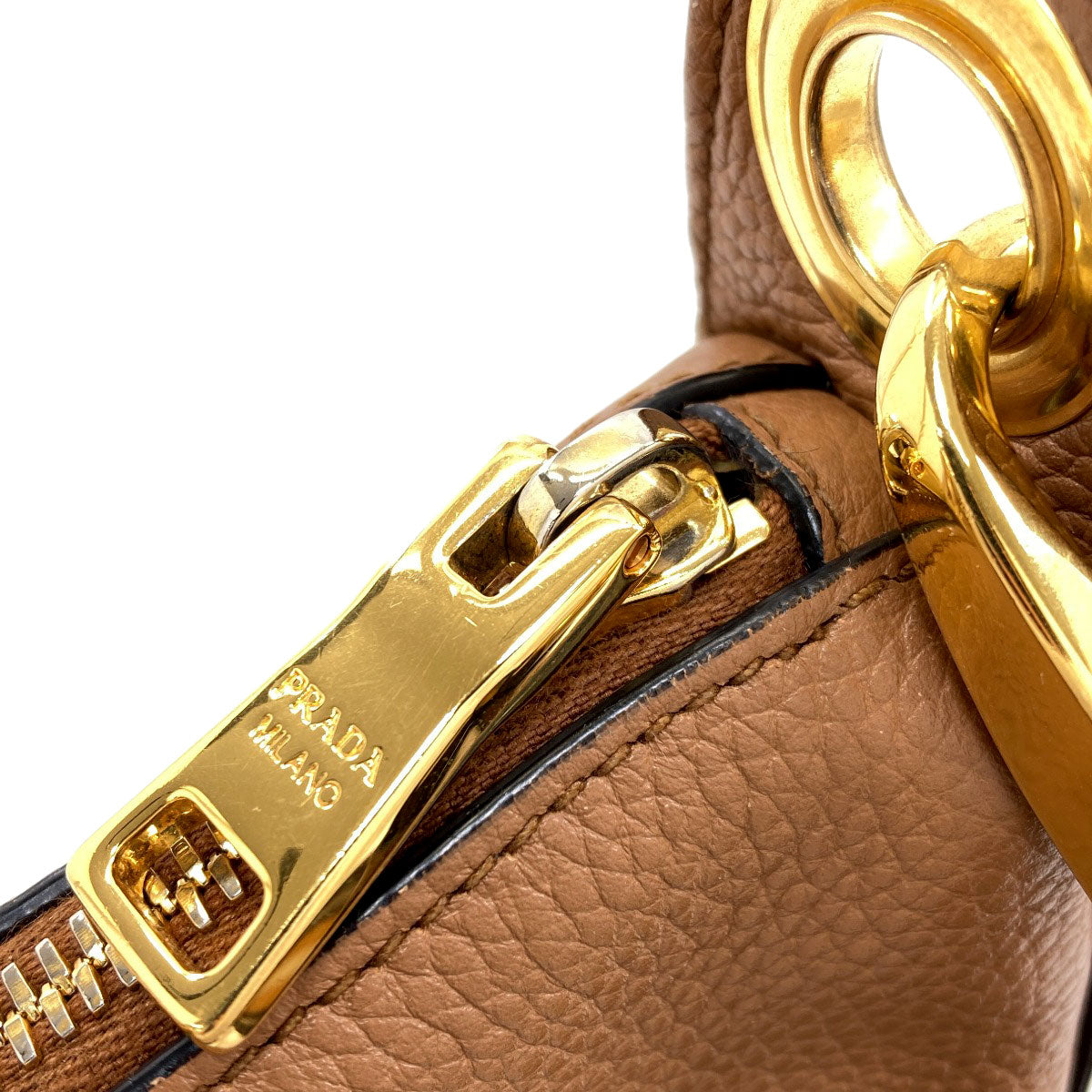 PRADA logo Shoulder Bag Leather Ladies [Used]