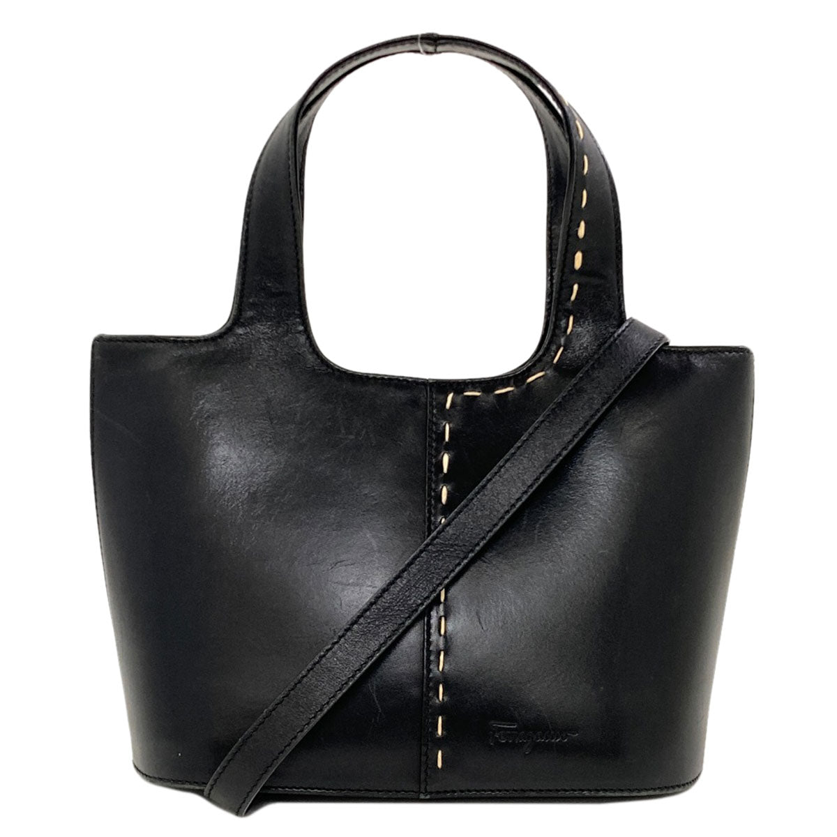 Salvatore Ferragamo Stitch 2WAY Handbag Leather Ladies [Used]