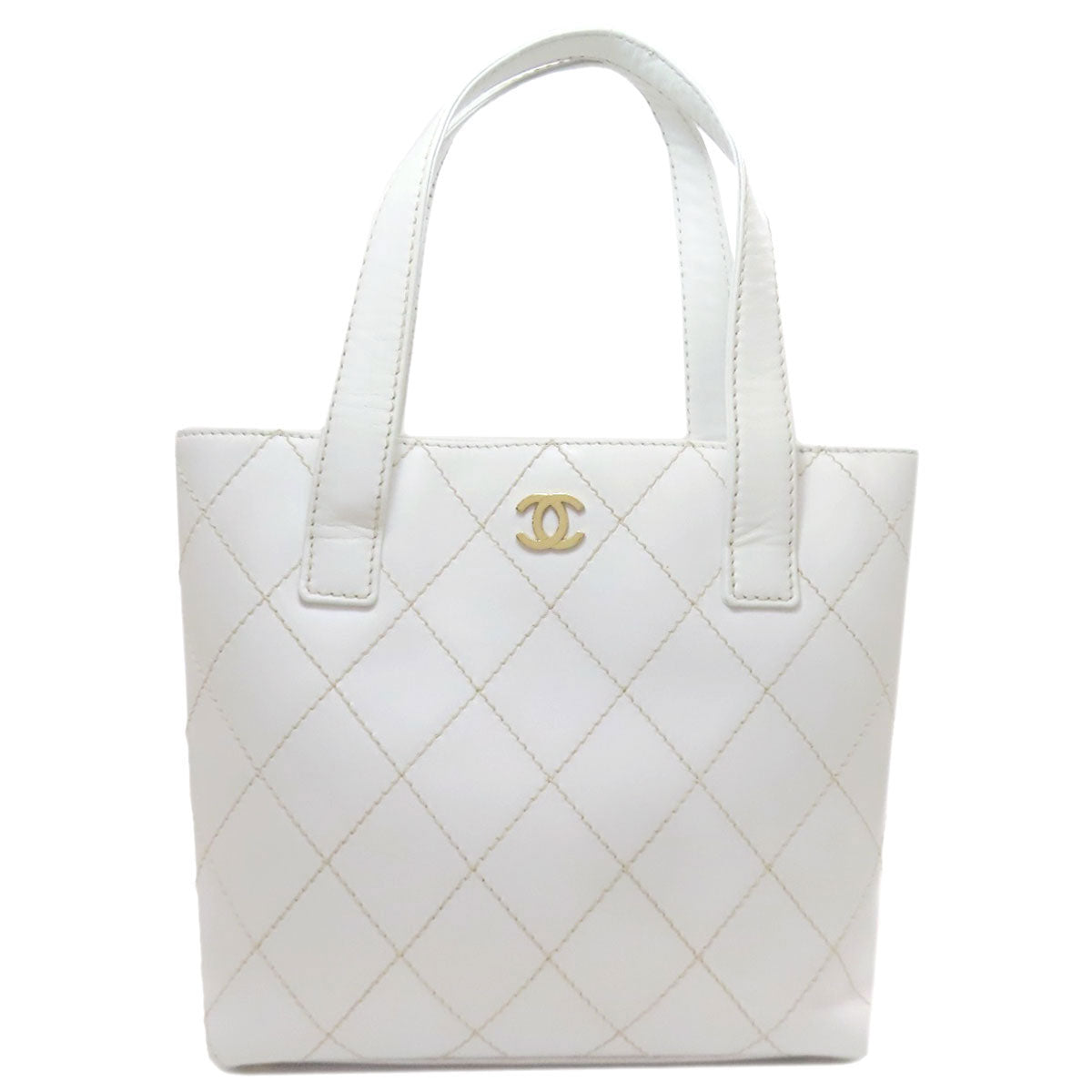 CHANEL Wild Stitch GoldHardware Tote Bag Calf Ladies [Used]