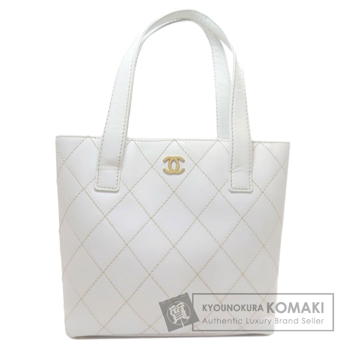 CHANEL Wild Stitch GoldHardware Tote Bag Calf Ladies [Used]