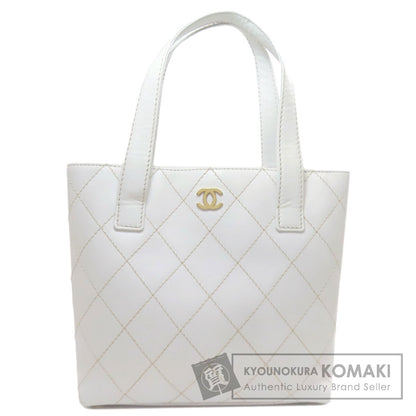 CHANEL Wild Stitch GoldHardware Tote Bag Calf Ladies [Used]