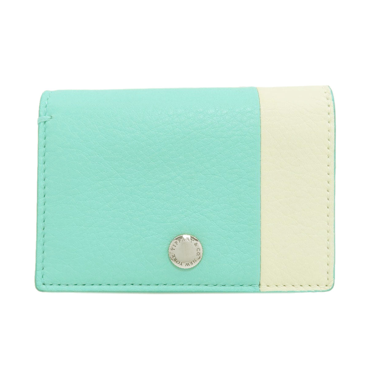 TIFFANY&Co. Vertical Fold Color Block Card Case Leather Ladies [Used]
