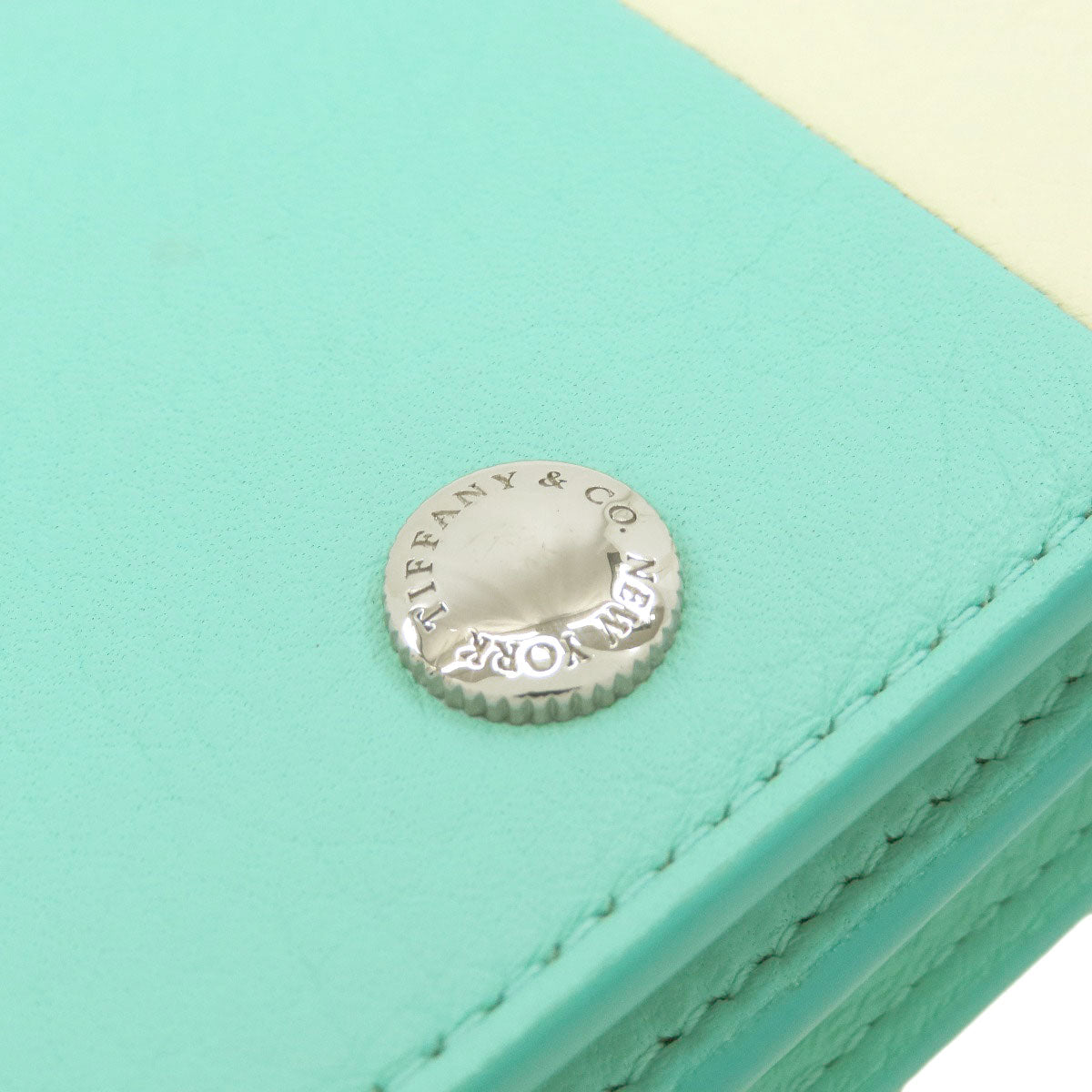TIFFANY&Co. Vertical Fold Color Block Card Case Leather Ladies [Used]