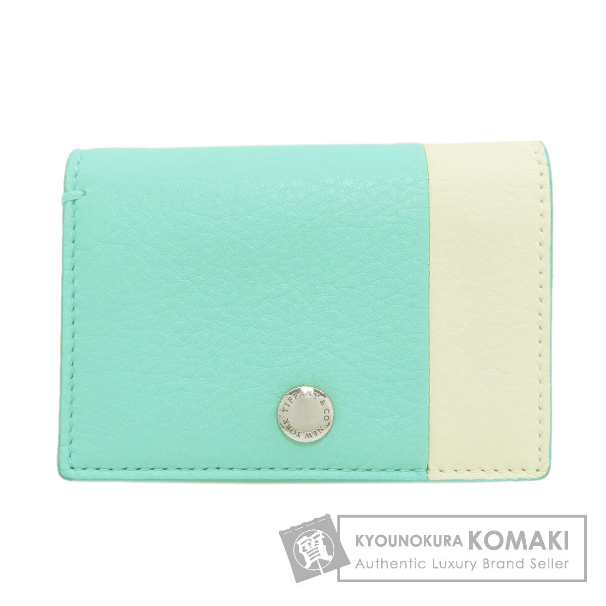 TIFFANY&Co. Vertical Fold Color Block Card Case Leather Ladies [Used]