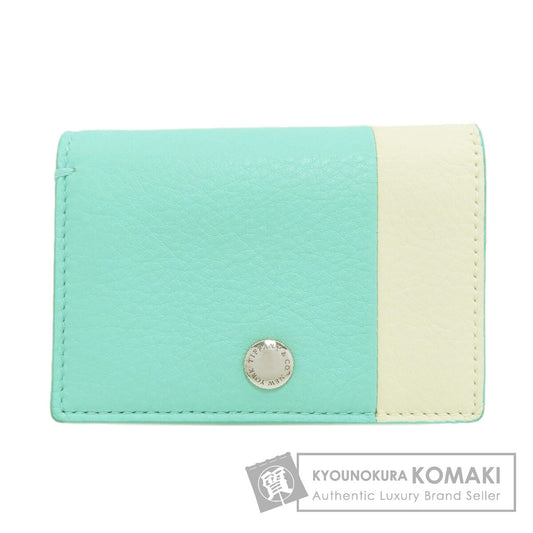 TIFFANY&Co. Vertical Fold Color Block Card Case Leather Ladies [Used]