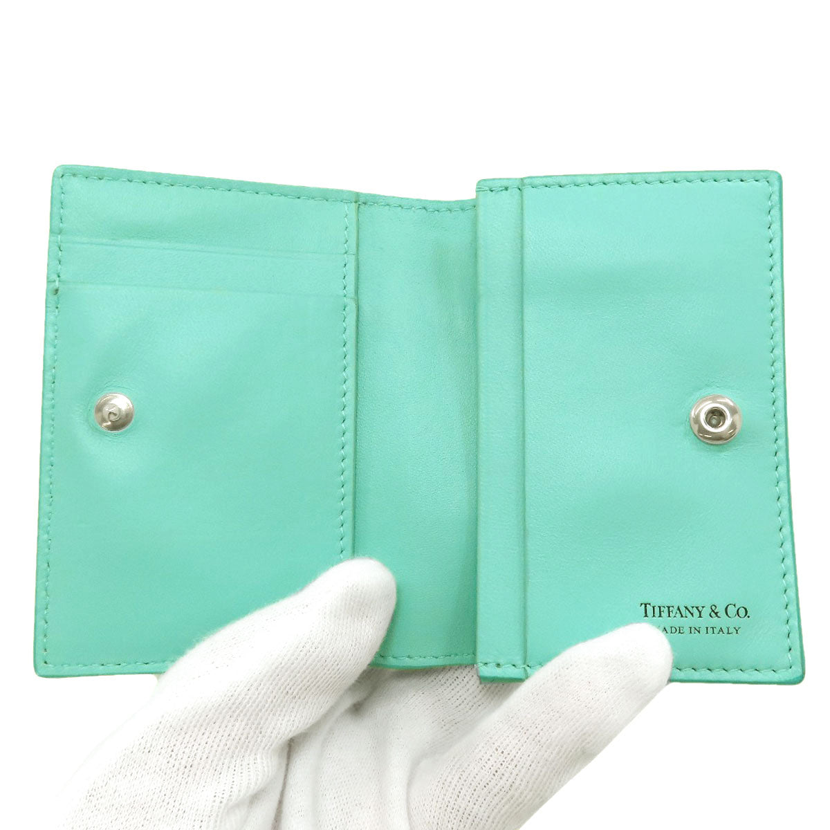 TIFFANY&Co. Vertical Fold Color Block Card Case Leather Ladies [Used]