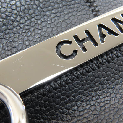 CHANEL Choco Bar SilverHardware Tote Bag Grained Calfskin Skin Ladies [Used]