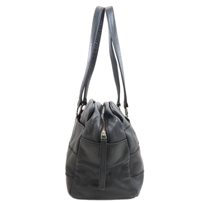 CHANEL Choco Bar SilverHardware Tote Bag Grained Calfskin Skin Ladies [Used]