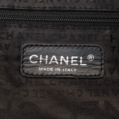 CHANEL Choco Bar SilverHardware Tote Bag Grained Calfskin Skin Ladies [Used]