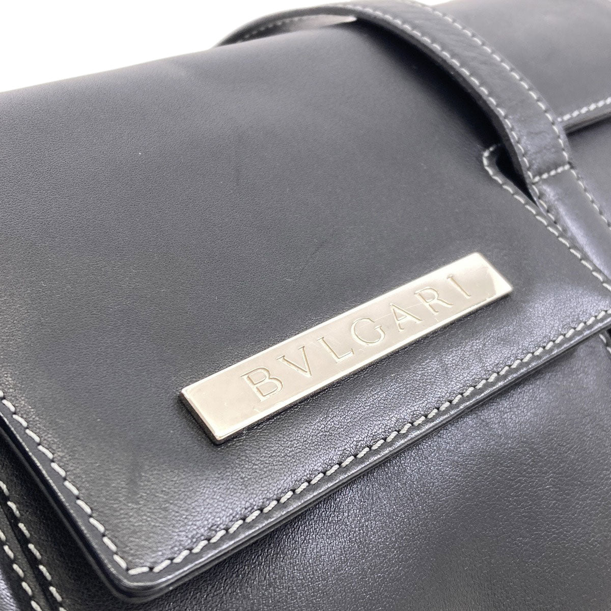 BVLGARI logo Handbag Leather Ladies [Used]