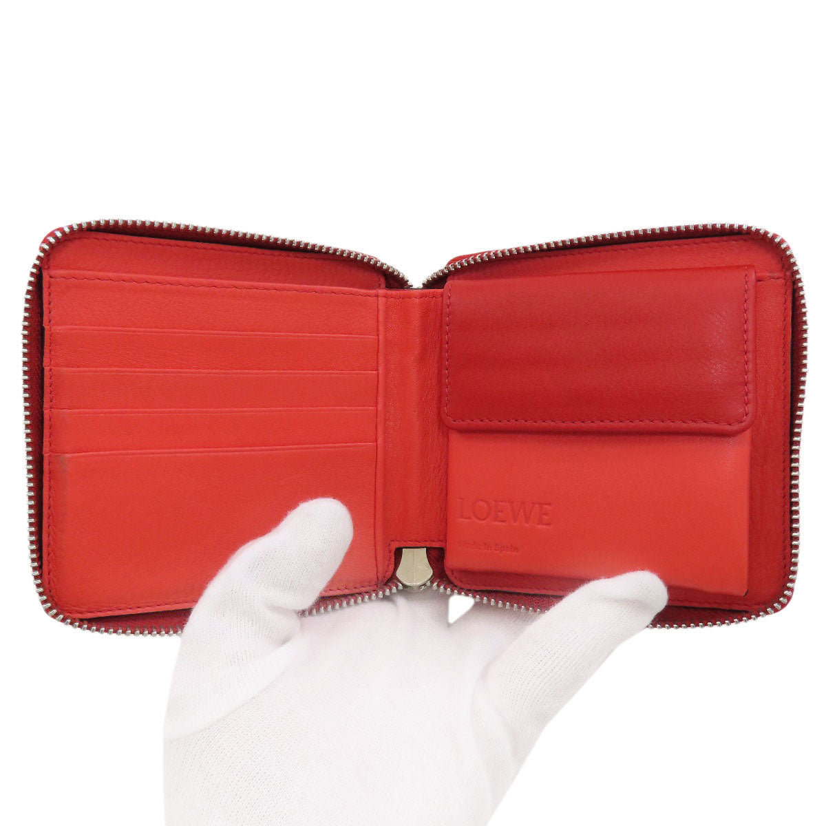 LOEWE anagram Bifold Wallet with Coin Pocket Leather Ladies [Used]