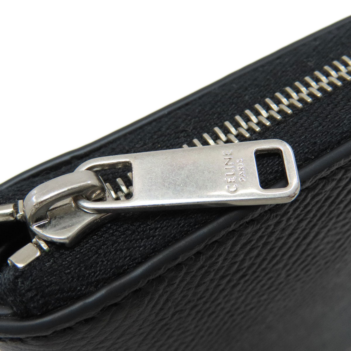 CELINE Zip-by-fold Bifold Wallet with Coin Pocket Grained Calfskin Skin mens [Used]