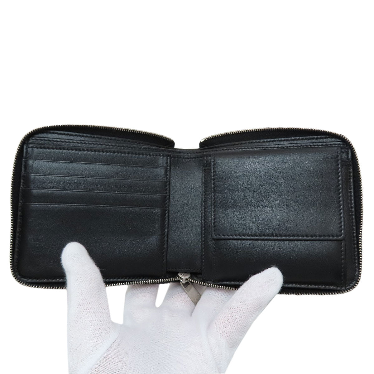 CELINE Zip-by-fold Bifold Wallet with Coin Pocket Grained Calfskin Skin mens [Used]