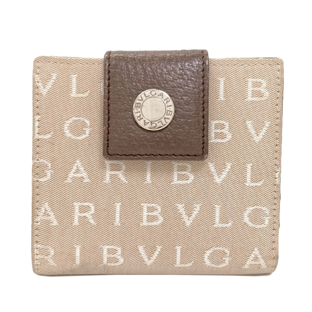 BVLGARI Logo mania Bifold Wallet with Coin Pocket Canvas LeatherLadies [Used]
