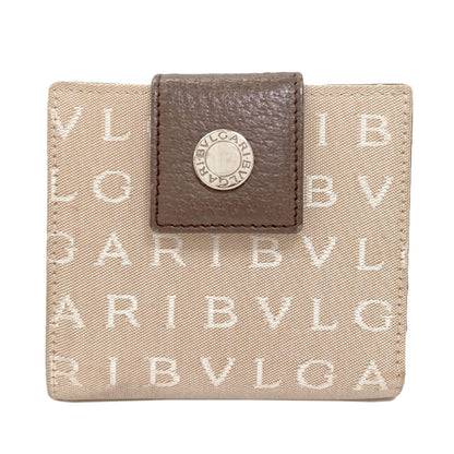 BVLGARI Logo mania Bifold Wallet with Coin Pocket Canvas LeatherLadies [Used]