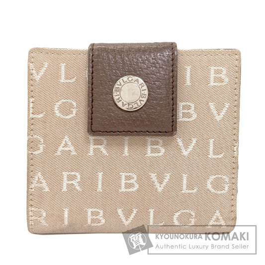 BVLGARI Logo mania Bifold Wallet with Coin Pocket Canvas LeatherLadies [Used]