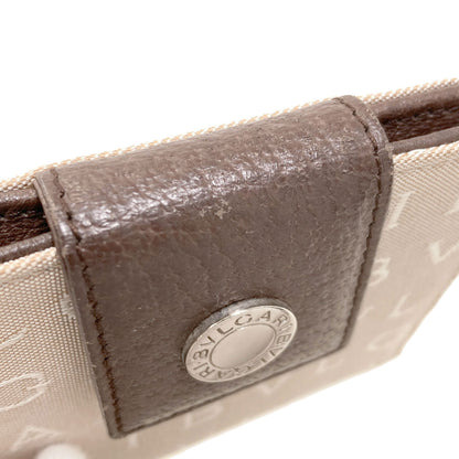 BVLGARI Logo mania Bifold Wallet with Coin Pocket Canvas LeatherLadies [Used]