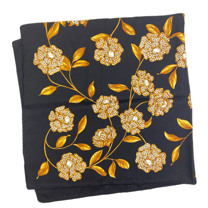 CHANEL Camellia pattern Scarf Silk Ladies [Used]