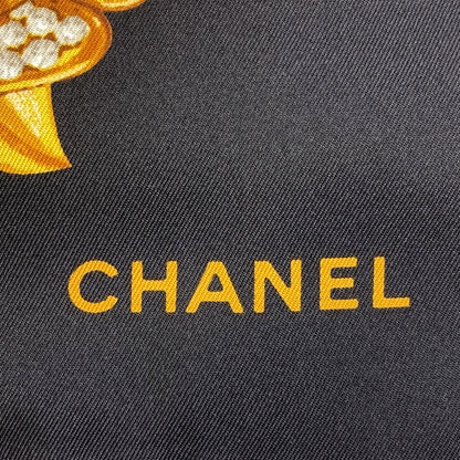 CHANEL Camellia pattern Scarf Silk Ladies [Used]