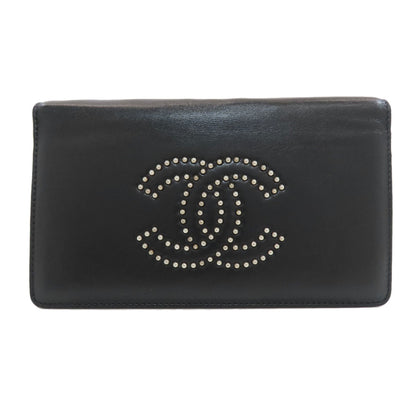 CHANEL COCO Mark Studs SilverHardware Long wallet (with coin pocket) Leather Ladies [Used]