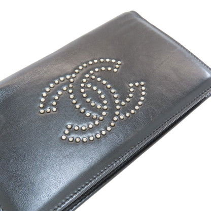 CHANEL COCO Mark Studs SilverHardware Long wallet (with coin pocket) Leather Ladies [Used]