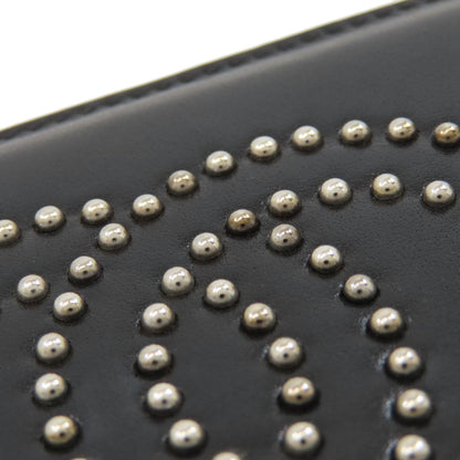 CHANEL COCO Mark Studs SilverHardware Long wallet (with coin pocket) Leather Ladies [Used]