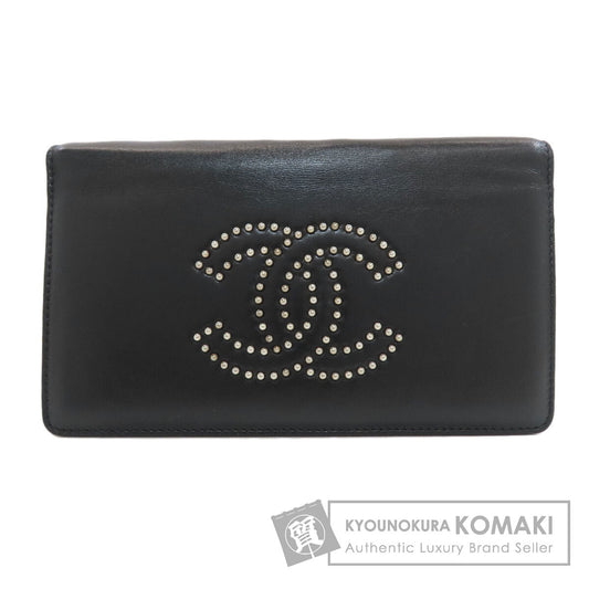 CHANEL COCO Mark Studs SilverHardware Long wallet (with coin pocket) Leather Ladies [Used]