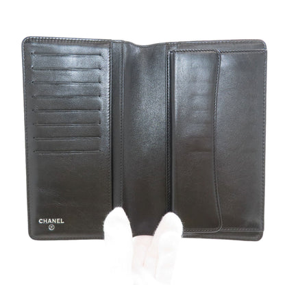 CHANEL COCO Mark Studs SilverHardware Long wallet (with coin pocket) Leather Ladies [Used]