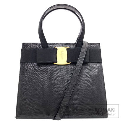Salvatore Ferragamo Vara Ribbon Embossed 2-Way Bag Handbag Leather Ladies [Used]