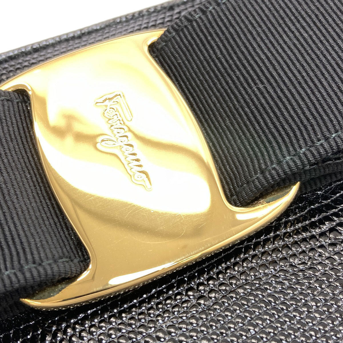 Salvatore Ferragamo Vara Ribbon Embossed 2-Way Bag Handbag Leather Ladies [Used]