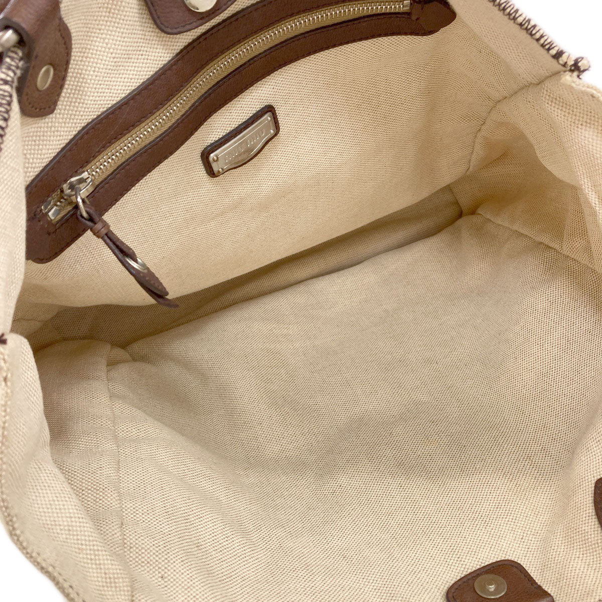 MIUMIU Person motif Tote Bag Canvas Ladies [Used]