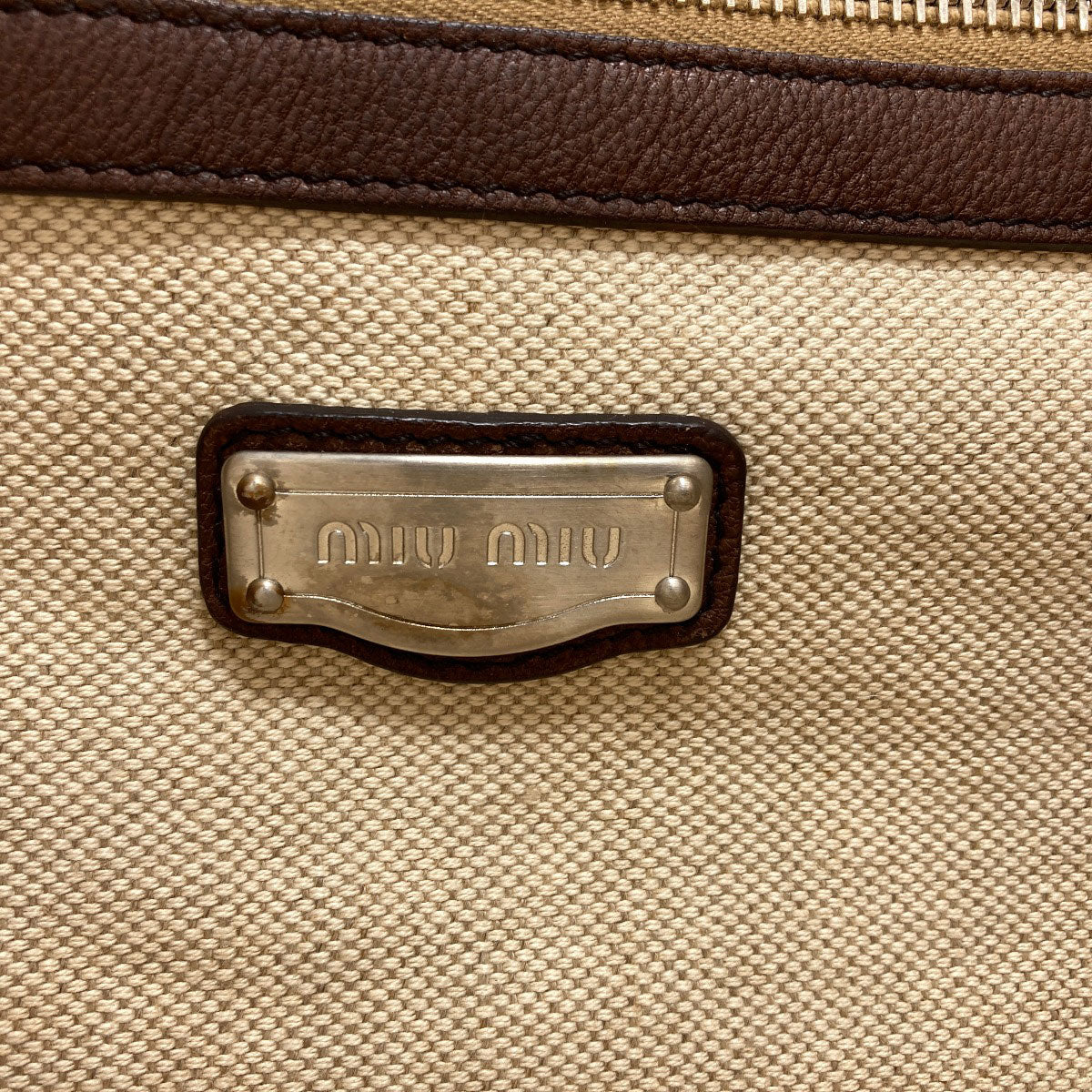 MIUMIU Person motif Tote Bag Canvas Ladies [Used]