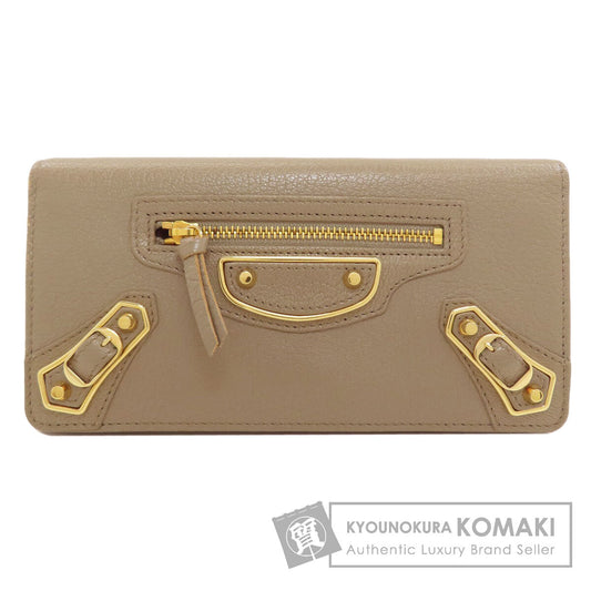 BALENCIAGA 390184 Classic Metallic Edge Manny Long wallet (with coin pocket) Leather Ladies [Used]