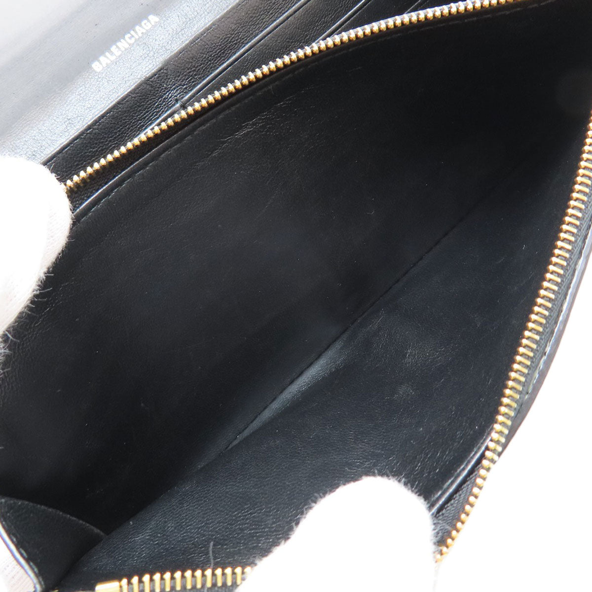 BALENCIAGA 594289 logo Long wallet (with coin pocket) Leather Ladies [Used]