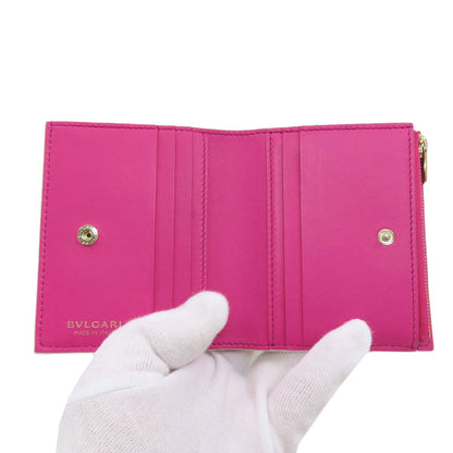 BVLGARI Logo mania Bifold Wallet with Coin Pocket Leather Ladies [Used]