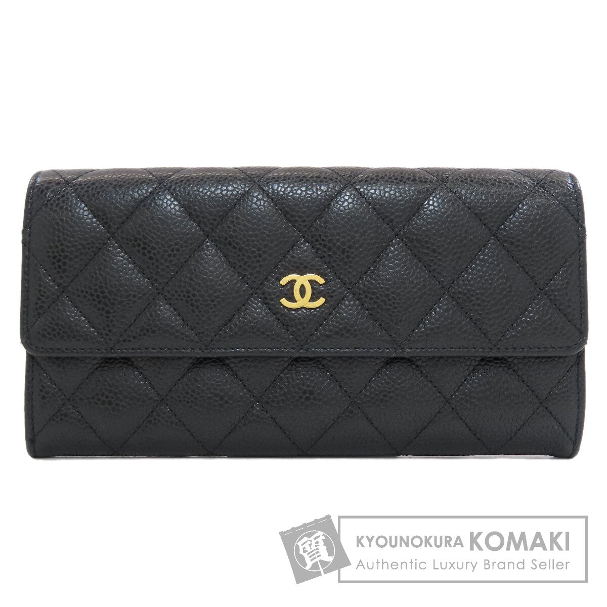 CHANEL Matelasse COCO Mark GoldHardware Long wallet (with coin pocket) Grained Calfskin Skin Ladies [Used]