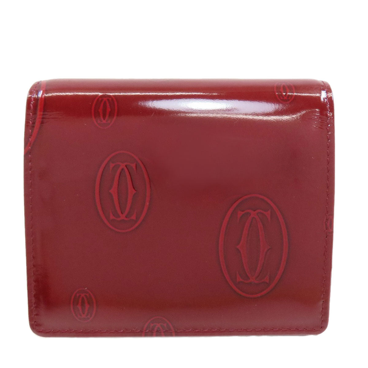 CARTIER happy Birthday Tri-fold wallet (with Coin Pocket) Patent leather Ladies [Used]