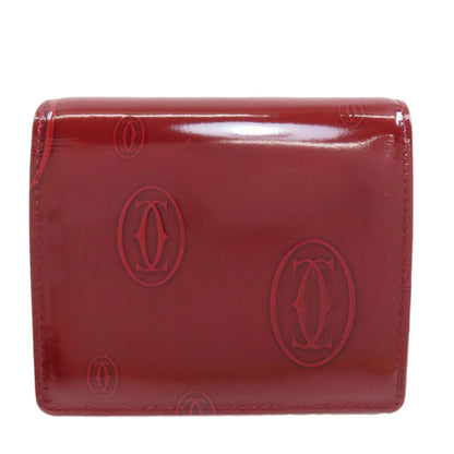 CARTIER happy Birthday Tri-fold wallet (with Coin Pocket) Patent leather Ladies [Used]