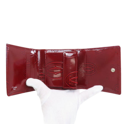CARTIER happy Birthday Tri-fold wallet (with Coin Pocket) Patent leather Ladies [Used]