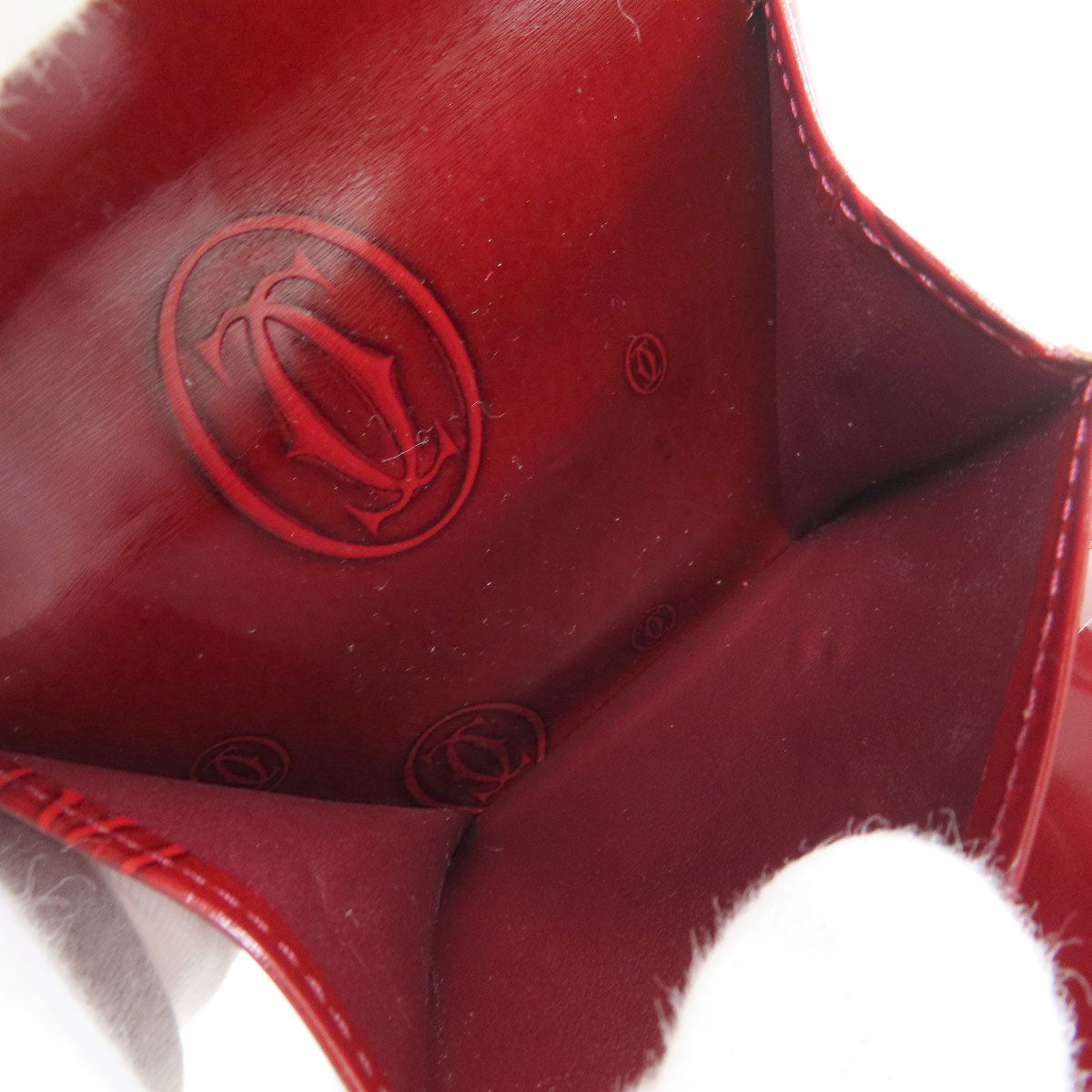 CARTIER happy Birthday Tri-fold wallet (with Coin Pocket) Patent leather Ladies [Used]