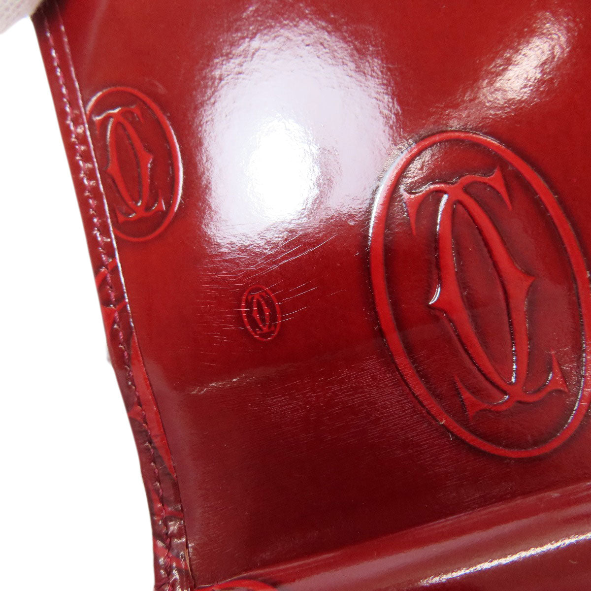 CARTIER happy Birthday Tri-fold wallet (with Coin Pocket) Patent leather Ladies [Used]