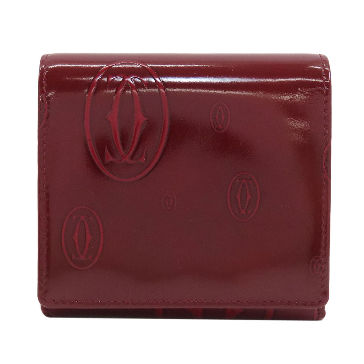 CARTIER happy Birthday Tri-fold wallet (with Coin Pocket) Patent leather Ladies [Used]