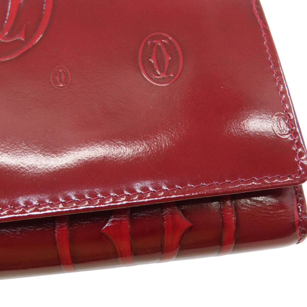 CARTIER happy Birthday Tri-fold wallet (with Coin Pocket) Patent leather Ladies [Used]